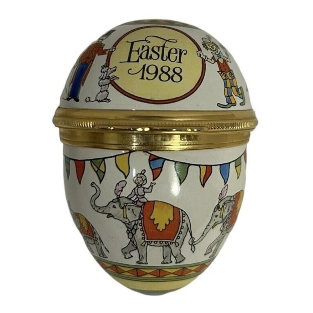 Vintage Halcyon Days Enamels Easter Egg 1988 Hinged Trinket Pill Box Home Decor